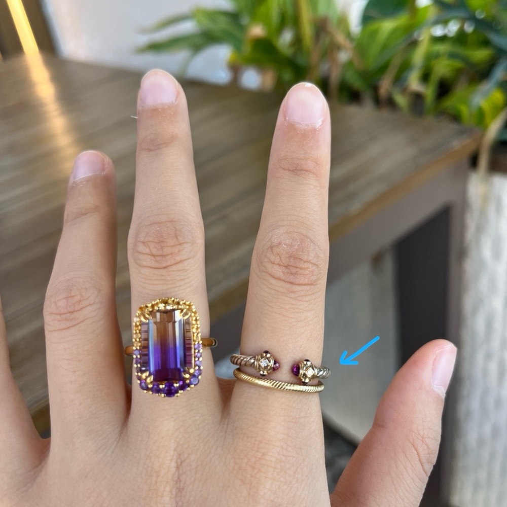 David Yurman Cable Ring 14K gold and silver Amethyst (receipt and tag included)